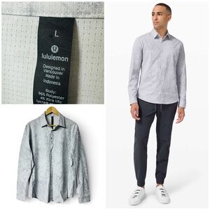 Lululemon Airing Easy Long Sleeve Shirt Ventlight Mesh Gravel Dust Alpine White